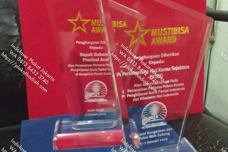 Supplier Plakat akrilik Mustibisa Award Banten Jawa Barat